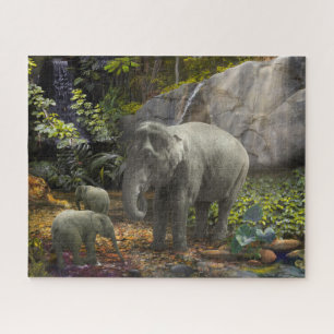 Elephant Family RAIN FOREST PARTY Jigsaw Puzzle