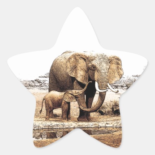 Elephant Family Star Sticker