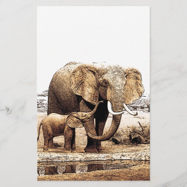 Elephant Family Stationery (Front)