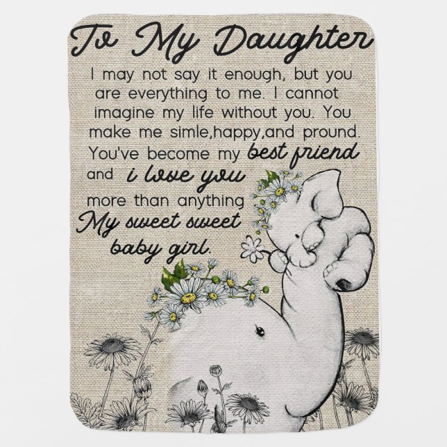 Elephant Family To My Daughter Baby Blanket (Front)