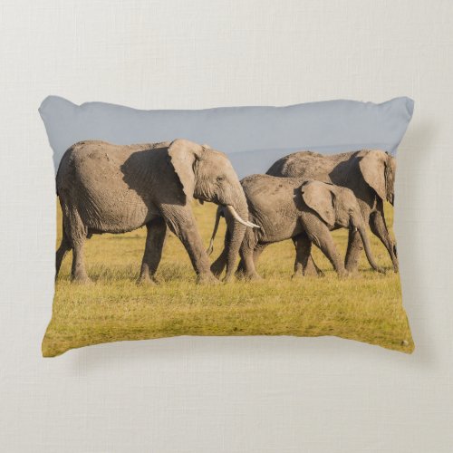 Elephant Family Walking Decorative Pillow