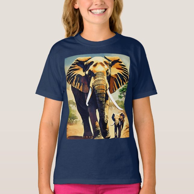 Elephant Family Watercolor T-Shirt Collection (Front)