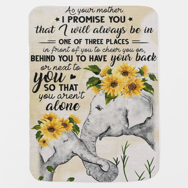 Elephant Family You Are Not Alone Baby Blanket (Front)