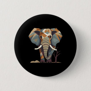 Elephant Fans' Stylish Artistic Save The Elephants Button