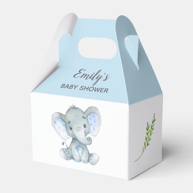 Elephant Favor Box (Boy Baby Shower / Birthday) (Front Side)