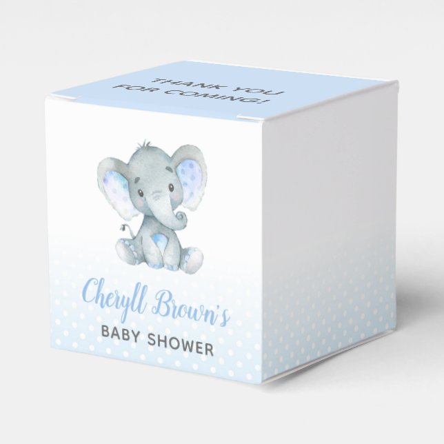 Elephant Favor Box - Boy Baby Shower Cute (Front Side)