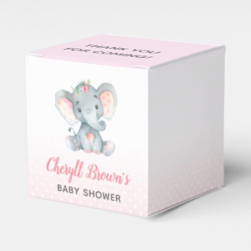 Elephant Favor Box _ Girl Baby Shower Pink