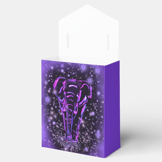 Elephant Favor Box In Purple Pink Starry Night  (Opened)