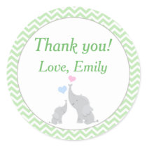 Elephant Favor Label Mint Green Unisex Baby Shower