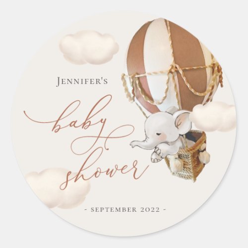 Elephant Favor Tags Baby Shower Classic Round Sticker