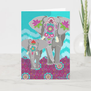 Elephant Festival Blank Greeting Card