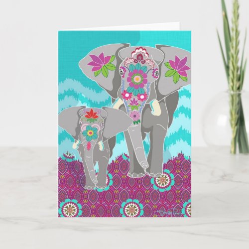 Elephant Festival Blank Greeting Card