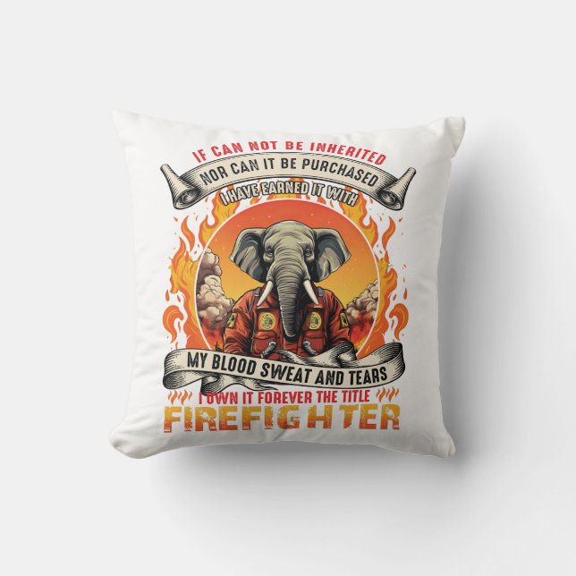 Elephant Firefighter Throw Pillow (Front)