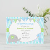 Elephant First Birthday Party Invitations (Standing Front)