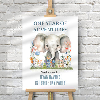 Elephant First Birthday Welcome Sign | Safari