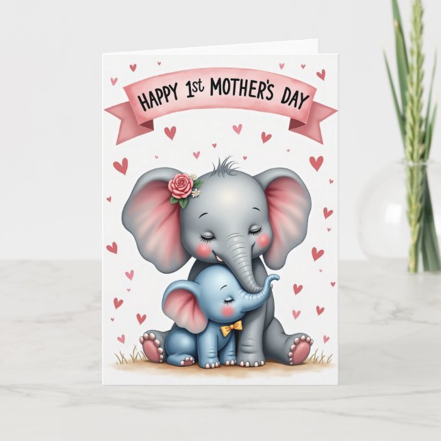 Elephant First Mothers Day Card (Front)