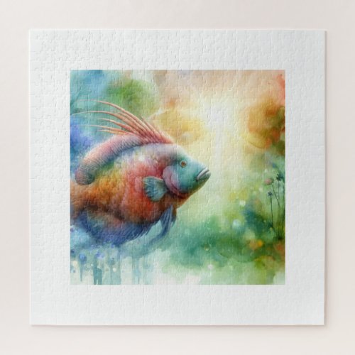Elephant Fish Serenity AREF664 _ Watercolor Jigsaw Puzzle