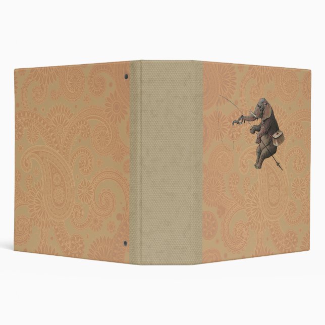 Elephant fisherman fishing Illustration 3 Ring Binder (Background)