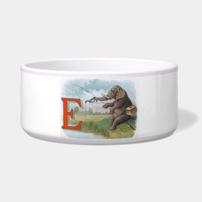 Elephant fisherman fishing Illustration Bowl (Front)