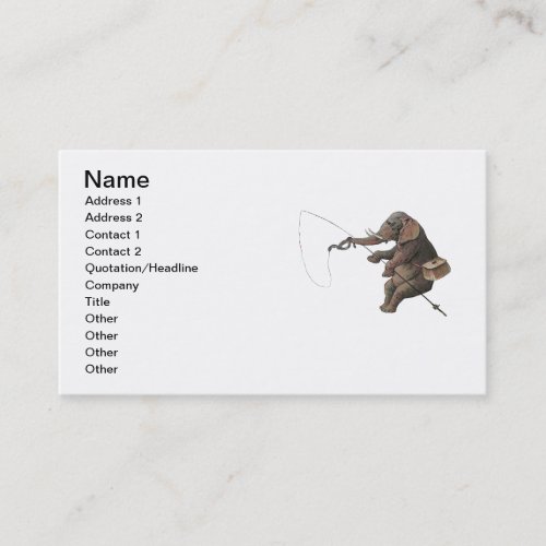 Elephant fisherman fishing Illustration Business Card