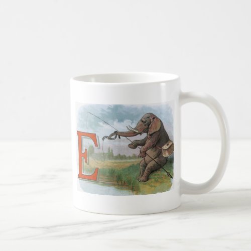 Elephant fisherman fishing Illustration Coffee Mug