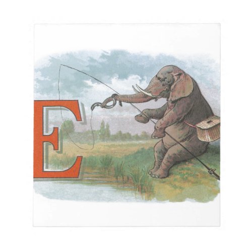 Elephant fisherman fishing Illustration Notepad