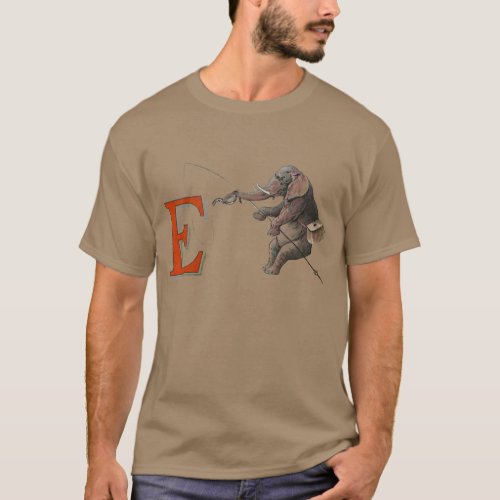 Elephant fisherman fishing Illustration T_Shirt