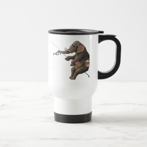 Elephant fisherman fishing Illustration Travel Mug