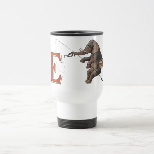 Elephant fisherman fishing Illustration Travel Mug