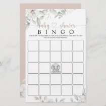 Elephant Floral Baby Shower Bingo game