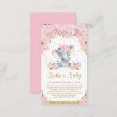 Elephant Floral Baby Shower Bring a Book Enclosure Card (Front/Back)