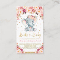 Elephant Floral Baby Shower Bring a Book Enclosure Card