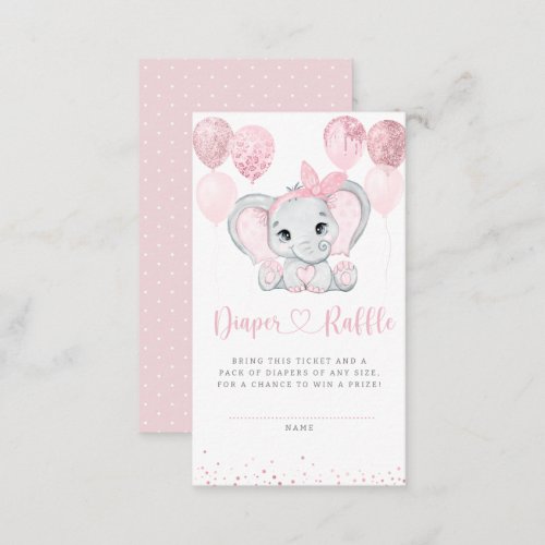 Elephant Floral Baby Shower Diaper Raffle Enclosure Card