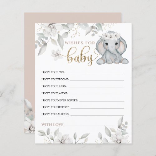 Elephant Floral Baby Shower game Wishes for baby