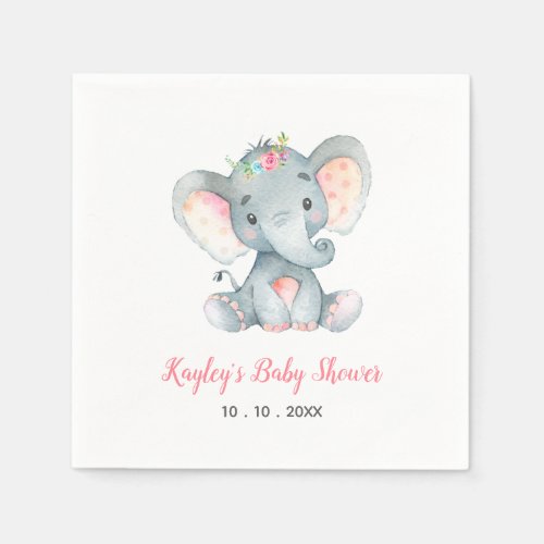 Elephant Floral Baby Shower Napkin