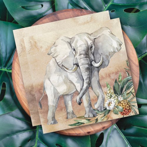 Elephant Floral Card