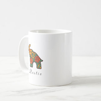 Elephant Floral Ceramic Mug, Friendship Gifts  Coffee Mug