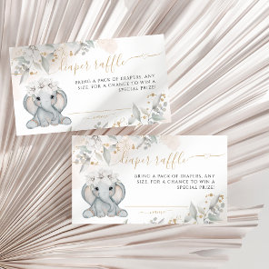 Elephant Floral eucalyptus Baby Shower Diaper Enclosure Card