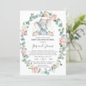 Elephant Floral Greenery Baby Shower by Mail Girl Invitation (Standing Front)