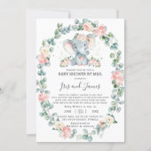 Elephant Floral Greenery Baby Shower by Mail Girl Invitation (Front)