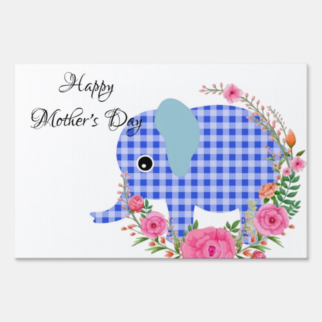 Elephant Floral  Happy Mother's Day Yard Sign (Front)