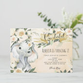 elephant floral onederful birthday invitation (Standing Front)
