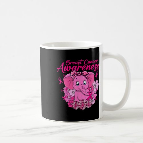 Elephant Floral Pink Ribbon Flower Breast Cancer A Coffee Mug