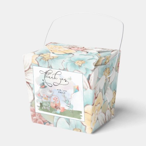 Elephant Florals Boy Baby Shower Picnic Thank You  Favor Boxes