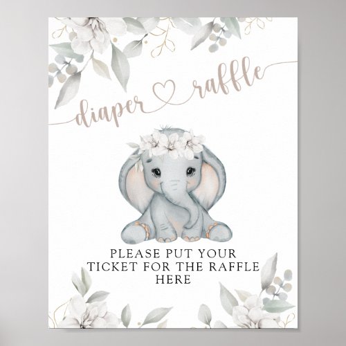 Elephant  Flower Baby Shower Decor Diaper Raffle