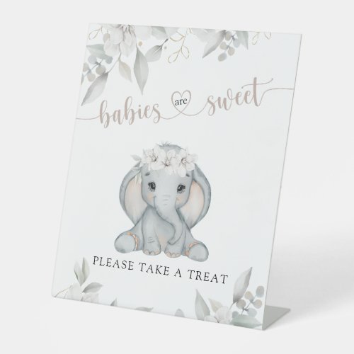Elephant  Flower Baby Shower Decor sweet treat Pedestal Sign