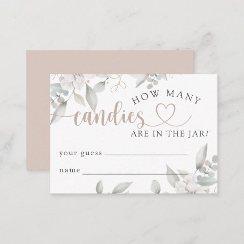 Elephant  Flower Baby Shower Guess how Game  Enclosure Card