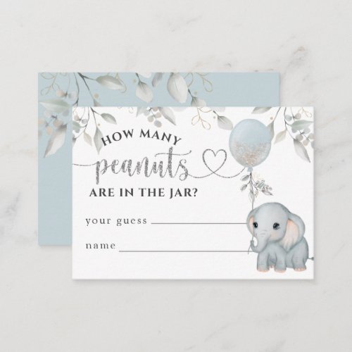 Elephant  Flower Baby Shower Guess how Game  Enclosure Card