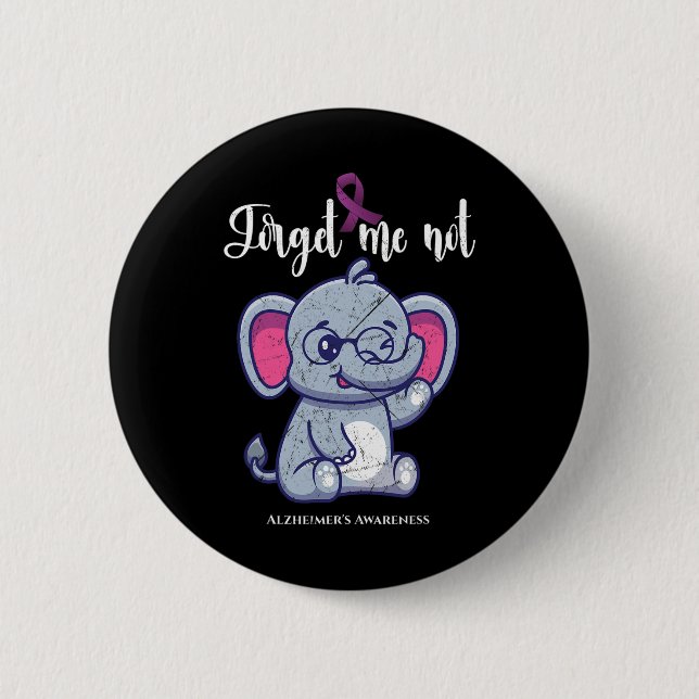 Elephant Flower Forget Me Not Alzheimerheimer Awar Button (Front)