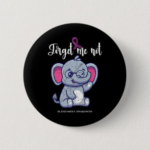 Elephant Flower Forget Me Not Alzheimerheimer Awar Button